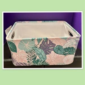 Tropical Floral Medium Canvas Storage Bin ~ New